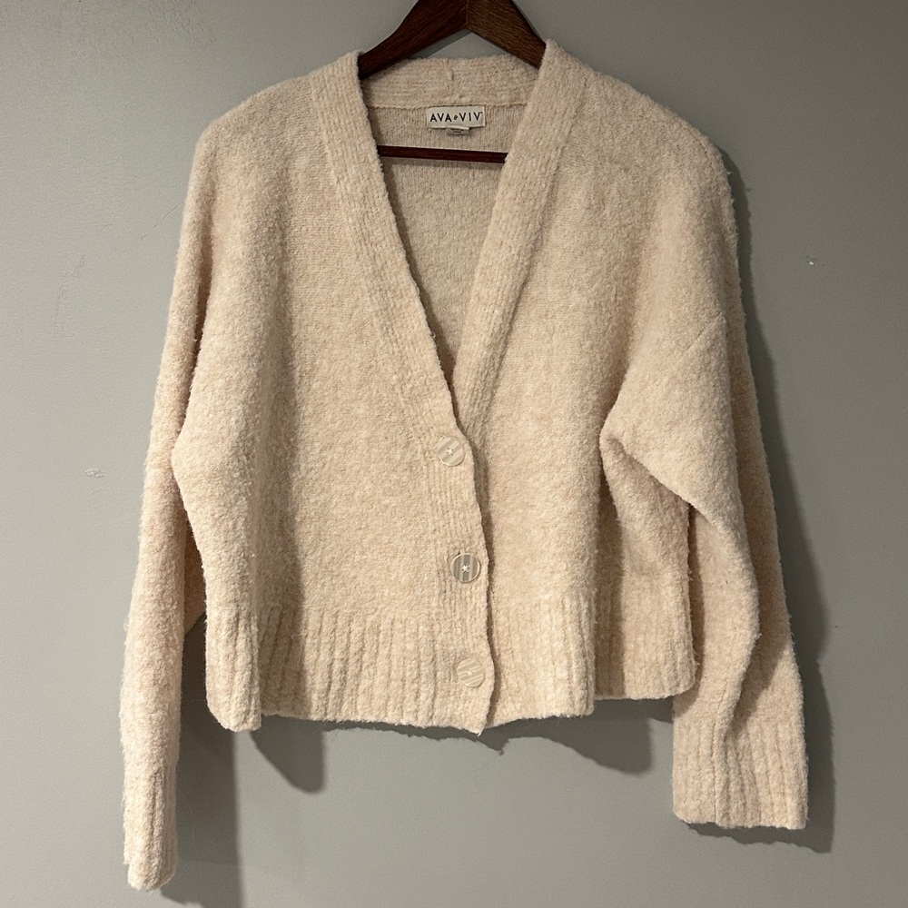 Ava & Viv Cream Cardigan Sweater